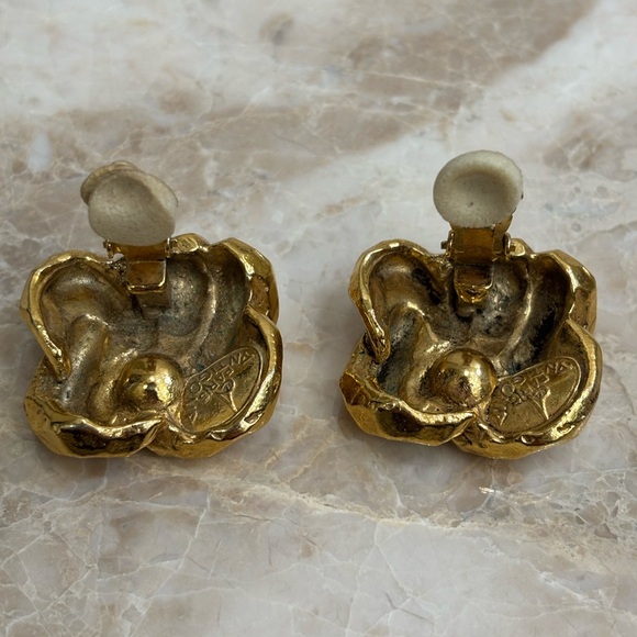 Antigona Paris Chunky Knots Gold Plated Large Clip on Earrings Signed - Picture 8 of 11
